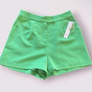 Aqua High Waist Green Women's Shorts